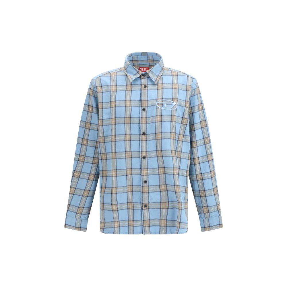 Diesel Blue Cotton Pattern Shirt