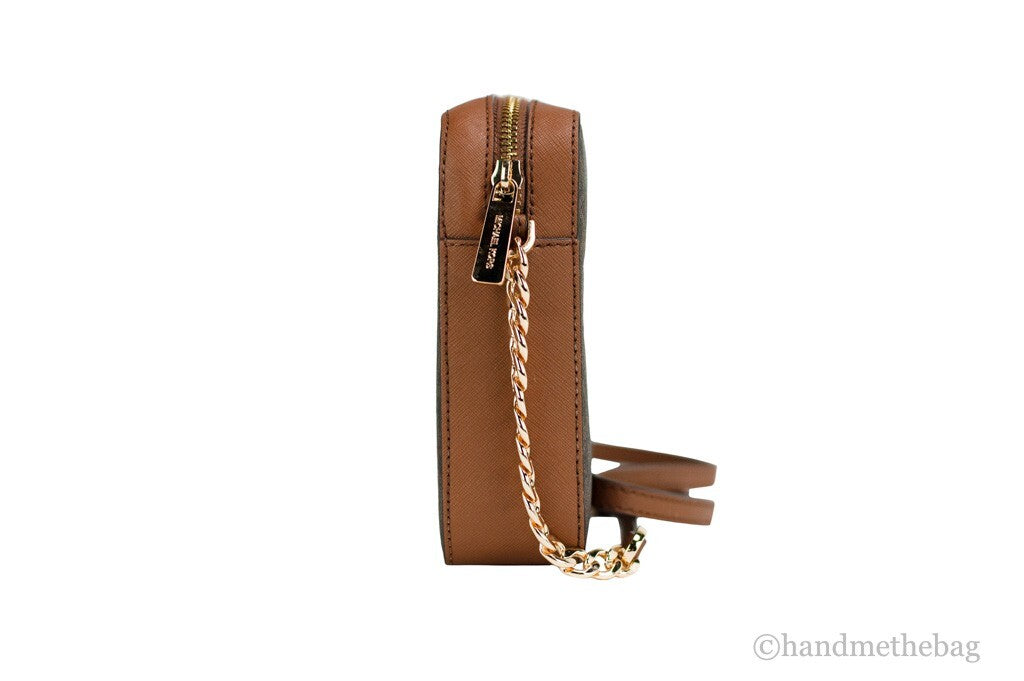 Michael Kors Women'S Jet Set East West Crossbody Handbag Saffiano, Brown Gold, Large