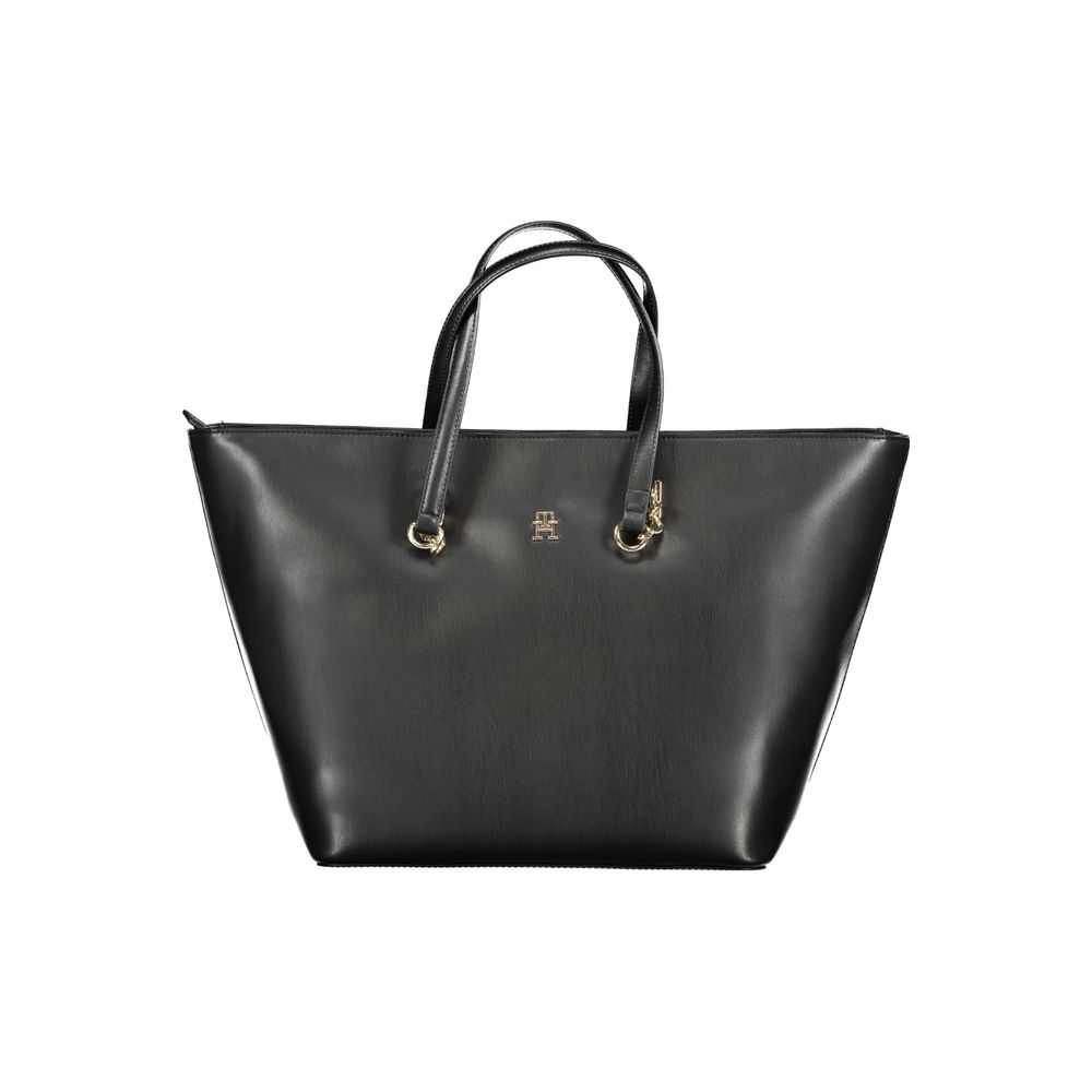 Black Polyurethane Women Handbag