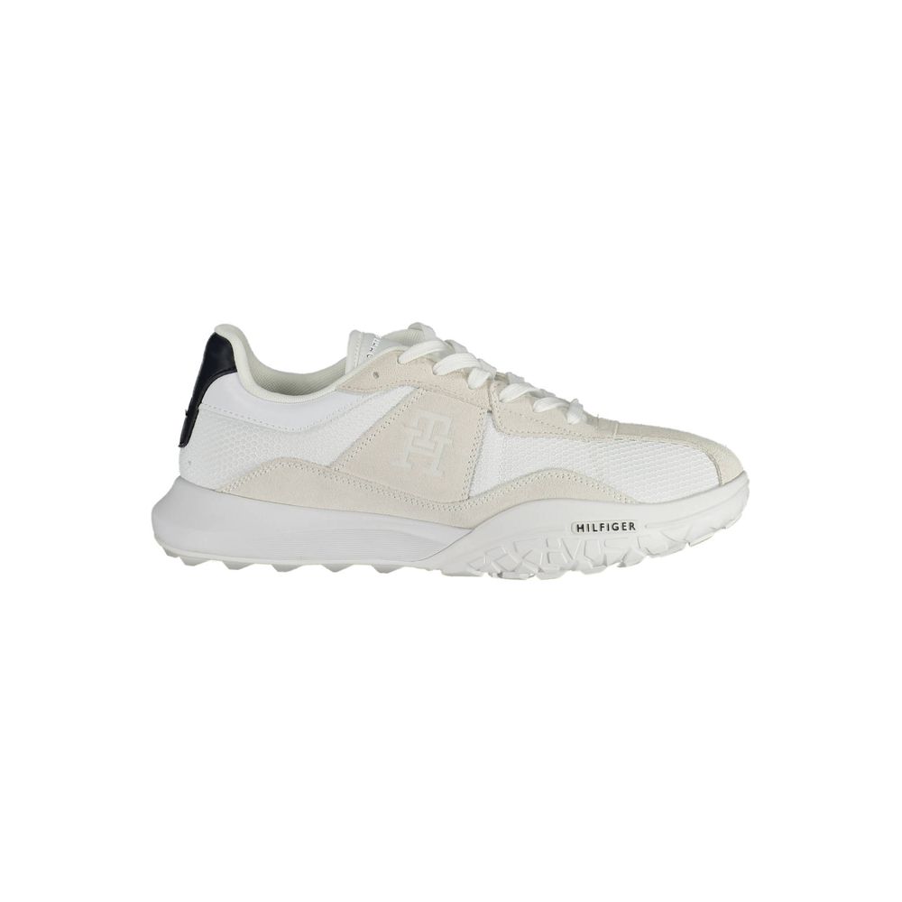 White Polyester Men Sneaker