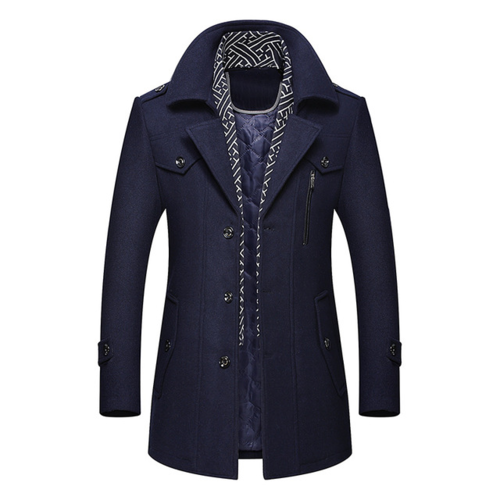 Winter Scarf Detachable Scarf Jackets Men's Wool Coats